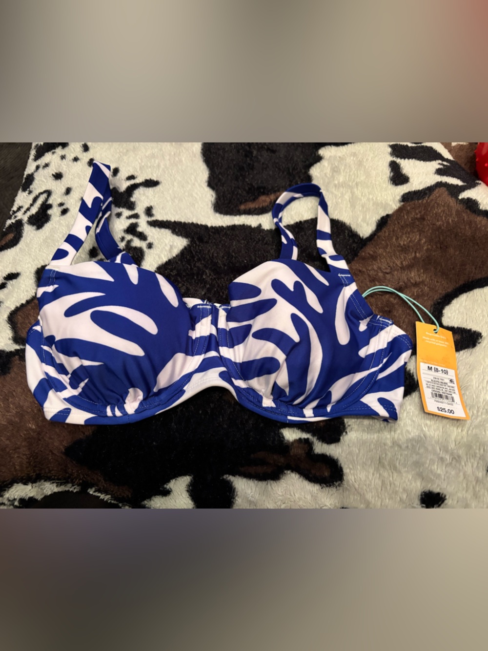 Blue & White Patterned Bikini Top Kona sol